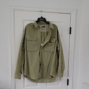 Men's Olive Green Button-Up Jacket